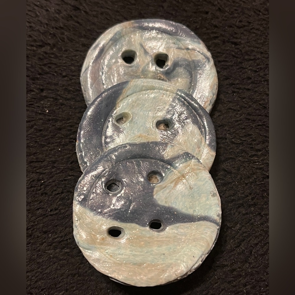 Rare Unique One of a kind Handmade Marbled-like Round Buttons Brooch, Nice Gift